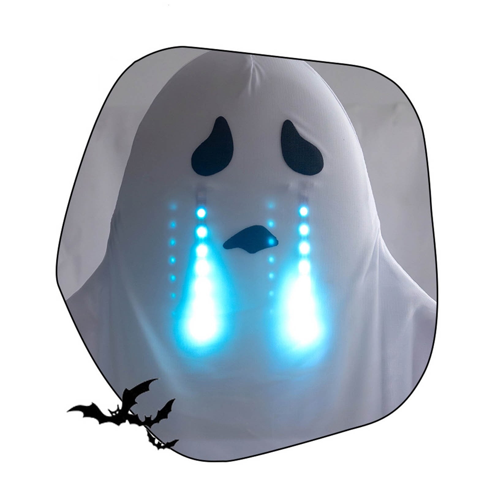 Spooksy™ Roiihwy Halloween Decorations White Ghost Ornament, Voice Activated Talking, Indoor Outdoor Decorative, 43.3x31.5x7.9in Multicolor