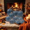 Spooksy™ Blue Artificial Pumpkins Decor Foam Pumpkin Ornament Fall Harvest Thanksgiving Halloween Mantel Tiered Tray Table Centerpiece Home Decoration Speckled Rustic Display Accent
