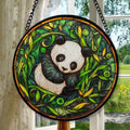 Spooksy™ Boho Panda Among Bamboo Stained Glass Suncatcher Stained Glass Window Hanging Home Decor Garden Halloween Christmas Wedding Housewarming Gifts, Stained Glass Ornament 2025,