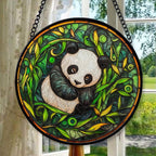 Spooksy™ Boho Panda Among Bamboo Stained Glass Suncatcher Stained Glass Window Hanging Home Decor Garden Halloween Christmas Wedding Housewarming Gifts, Stained Glass Ornament 2025,