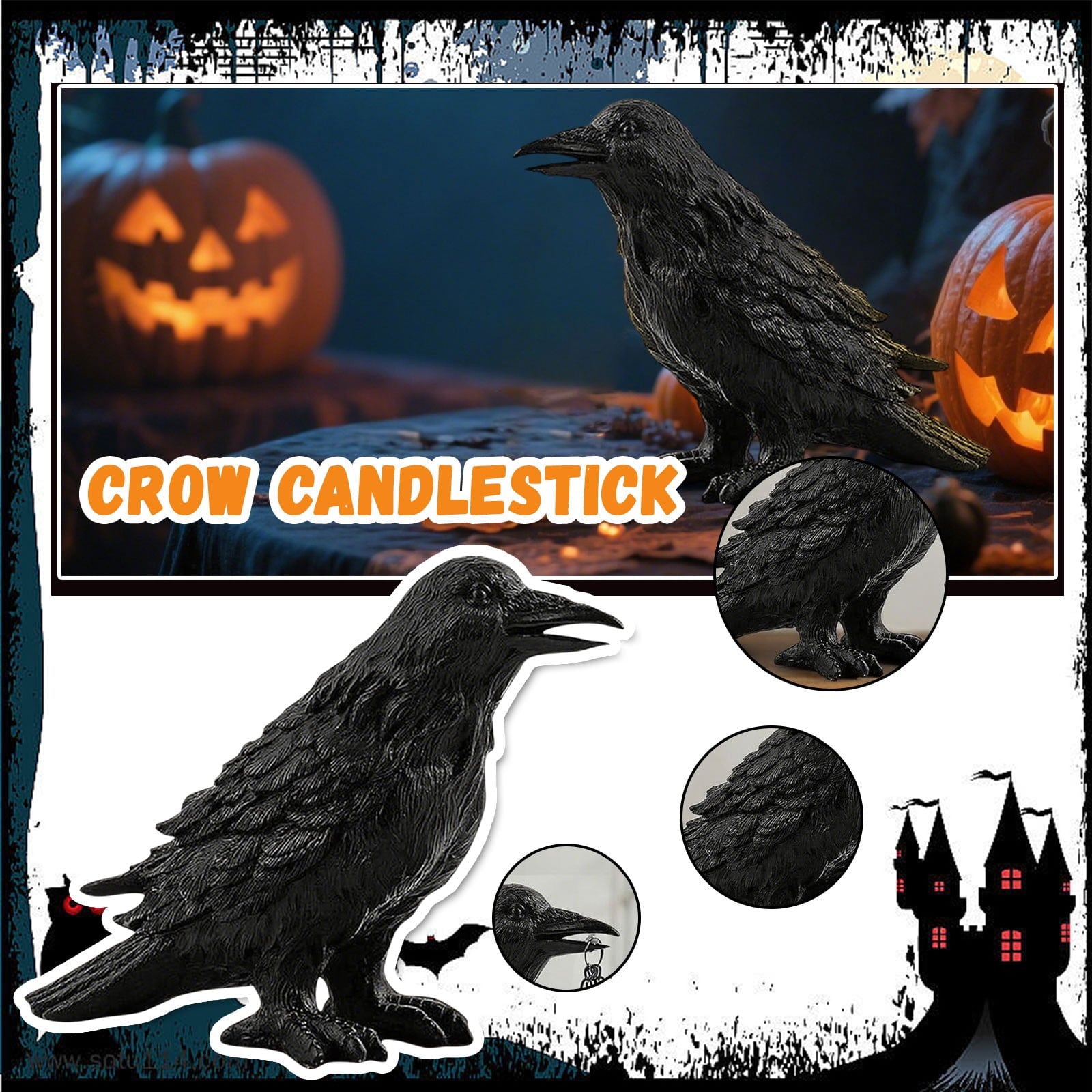 Spooksy™ Candle Holder Resin Statue for Halloween Decorations, Vintage Bird Table Centerpiece for Home Decor, Spooky Indoor Tealight Lamp Base for