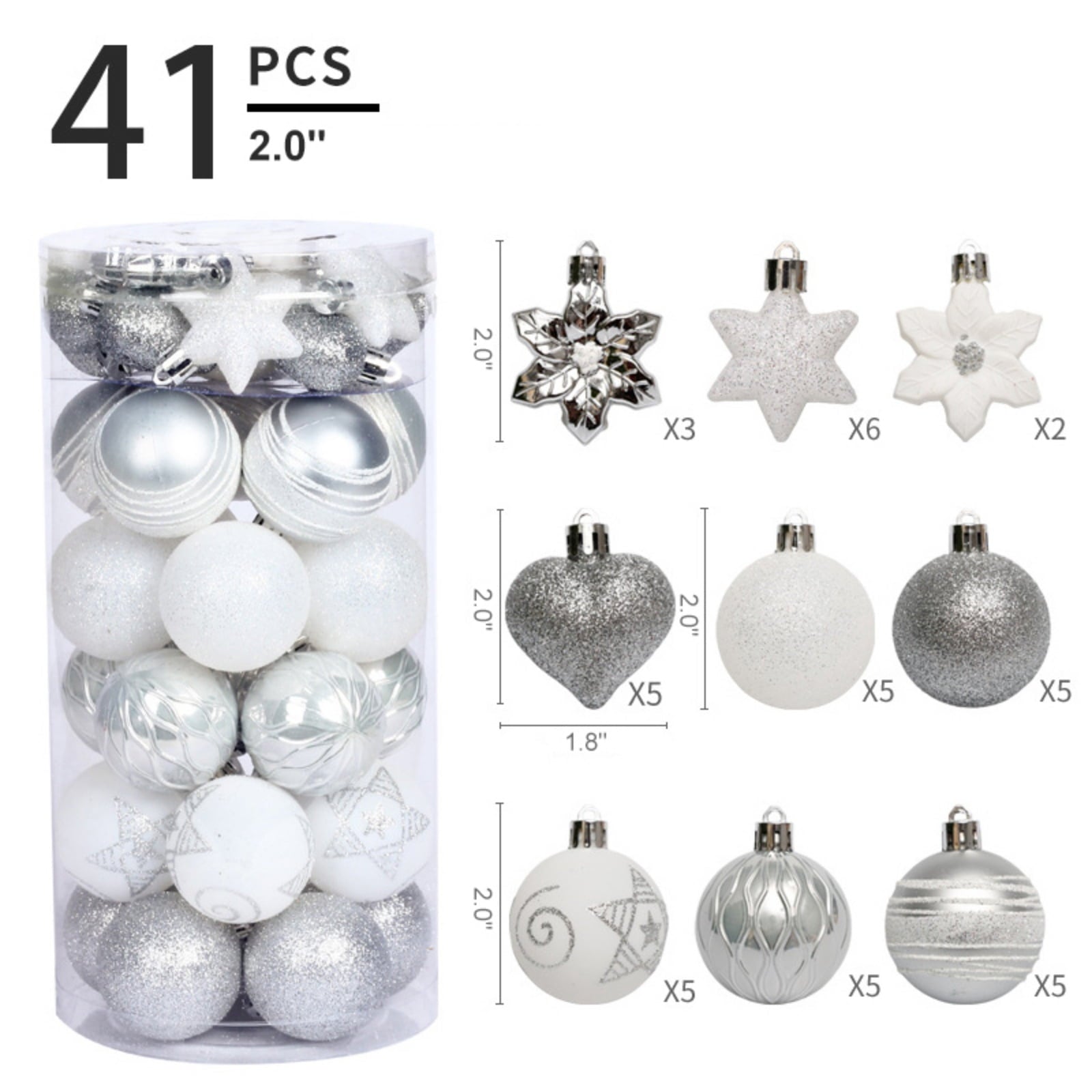Spooksy™ Christmas Balls - Christmas Tree Decoration Ornaments Shatterproof Hanging Balls for Birthday Halloween Holiday Wedding Decorations Set of 41 pcs