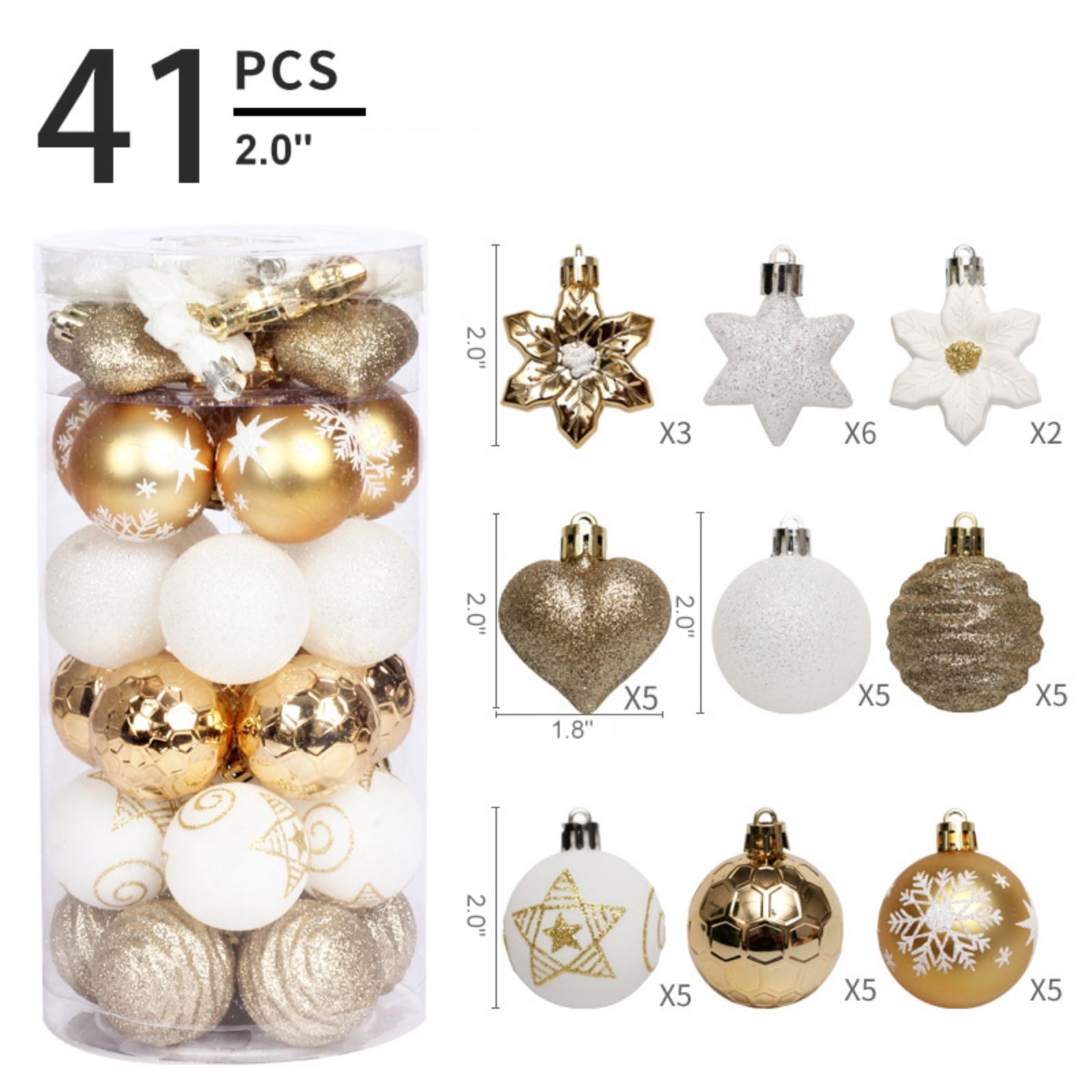 Spooksy™ Christmas Balls - Christmas Tree Decoration Ornaments Shatterproof Hanging Balls for Birthday Halloween Holiday Wedding Decorations Set of 41 pcs