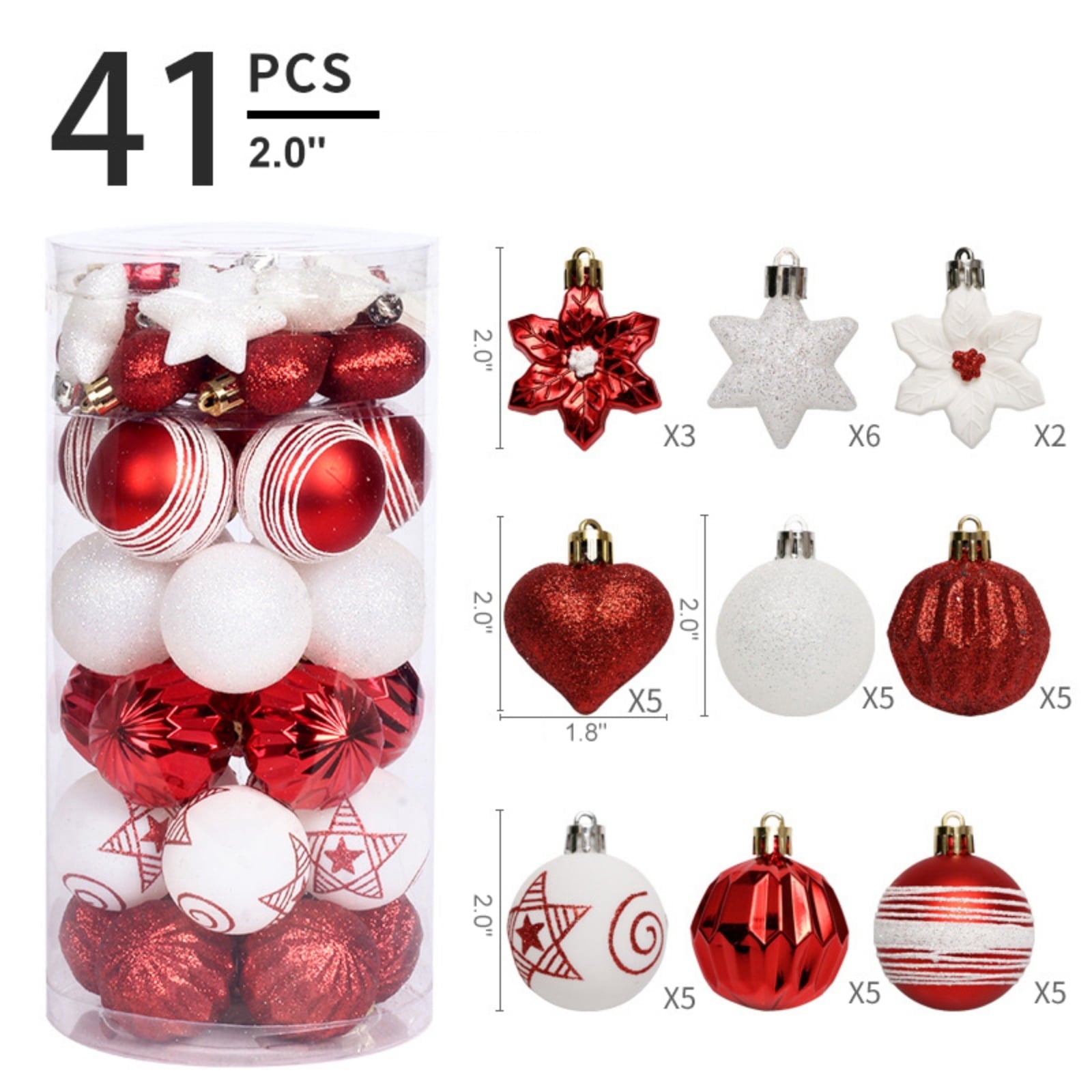 Spooksy™ Christmas Balls - Christmas Tree Decoration Ornaments Shatterproof Hanging Balls for Birthday Halloween Holiday Wedding Decorations Set of 41 pcs