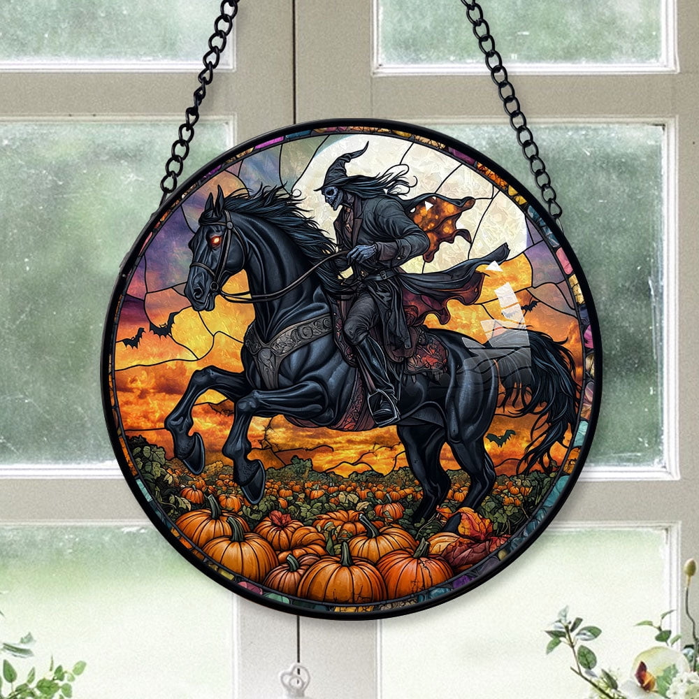 Spooksy™ Christmas Gift Box - Knight Halloween Stained Glass Hanging Ornament - Reindeer & Bells Christmas Tree Decor, Holiday Gift for Mom, Dad, Friends, Family