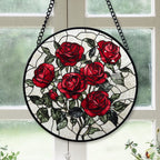 Spooksy™ Christmas Gift Box - Valentine Rose Halloween Christmas Stained Glass Hanging Ornament - Holly & Pine Holiday Tree Decoration, Gift for Friends, Family, Mom & Dad
