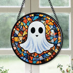 Spooksy™ Christmas Gift Bundle - Halloween Vampire Ghost Orange Blues Spooky Stained Glass Hanging Ornament - Merry & Bright Xmas Tree Decor, Holiday Gift for Family & Friends