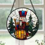 Spooksy™ Christmas Gift - Christmas Wooden Nutcracker Halloween Christmas Stained Glass Hanging Ornament - Evergreen Holiday Tree Decoration, Gift for Family & Friends