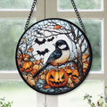 Spooksy™ Christmas Gift - Halloween Chickadee Christmas Stained Glass Hanging Ornament - Glossy Round Holiday Tree Decoration, Xmas Gift for Dad, Mom, Family & Friends, Keepsake 2025