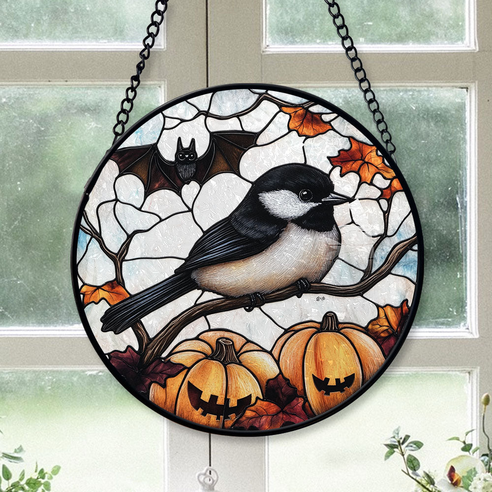 Spooksy™ Christmas Gift Idea - Halloween Chickadee Stained Glass Hanging Ornament - Merry & Bright Xmas Tree Decor, Holiday Gift for Family & Friends