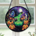 Spooksy™ Christmas Gift Idea - Halloween Pumpkin Gothic Halloween Spooky Stained Glass Hanging Ornament - Classic Christmas Tree Decoration, Holiday Gift for Dad, Mom, Friends, Family