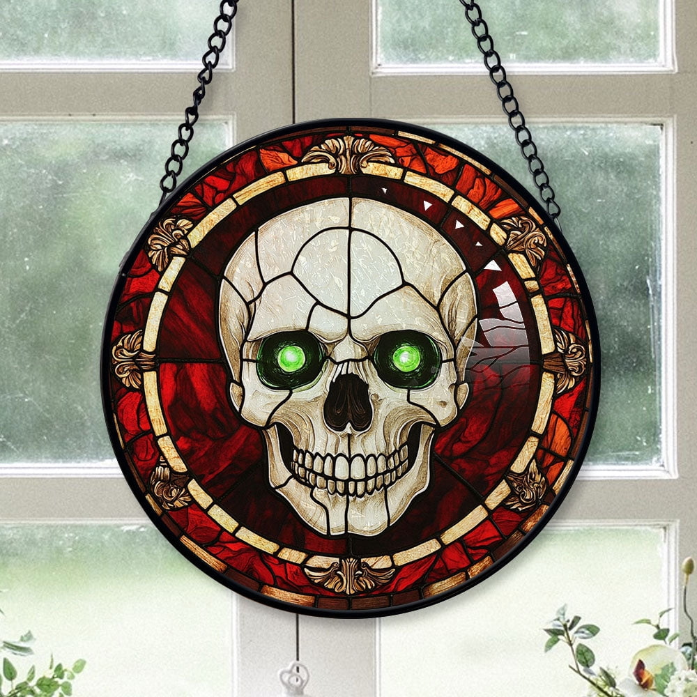 Spooksy™ Couple Christmas Gift - Halloween Vampire Skeletons Spooky Stained Glass Hanging Ornament - Cozy Christmas Tree Decor, Winter Holiday Gift for Mom, Dad, Family, Friends