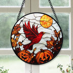 Spooksy™ Coworker Christmas Gift - Halloween Cardinal Stained Glass Hanging Ornament for Christmas - Sparkling Tree Decoration, Great Holiday Gift for Mom, Dad, Friends, Family