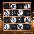 Spooksy™ Creepy Boo Assorted 16 Piece Black and White Ornament Bundle, Monochrome 3" Halloween Bauble Set