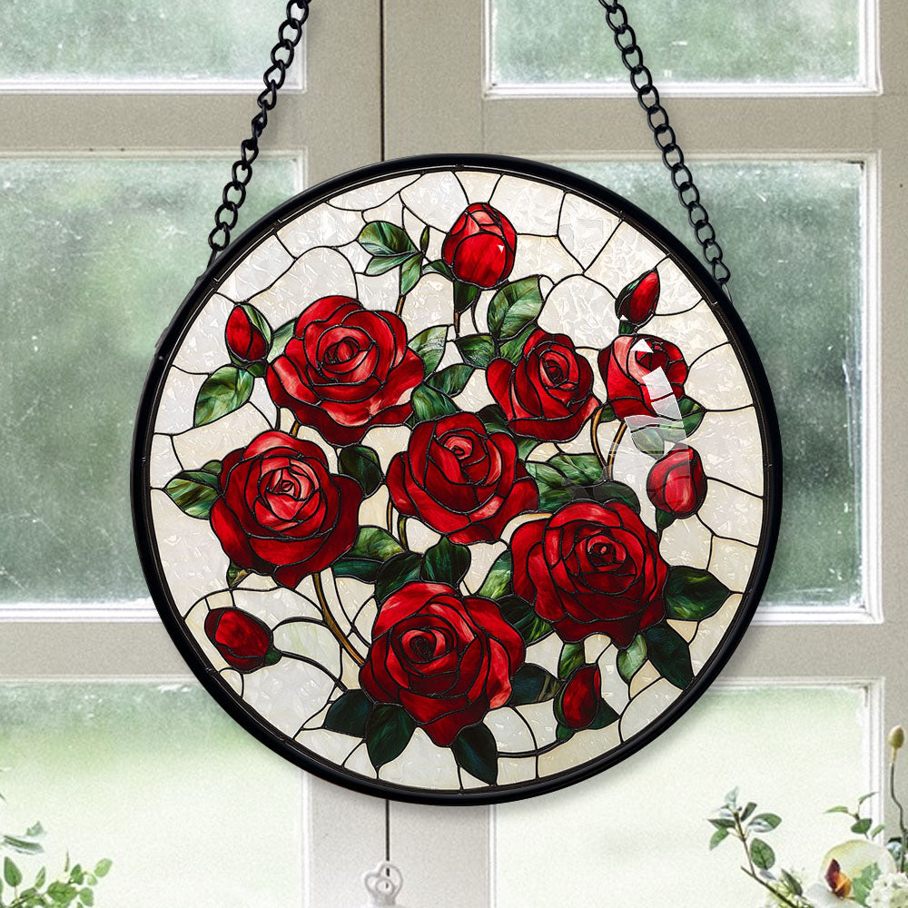 Spooksy™ Cute Christmas Gift - Valentine Rose Halloween Christmas Stained Glass Hanging Ornament - Heirloom Holiday Tree Decor, Ideal Gift for Mom, Dad, Friends, Family 2025