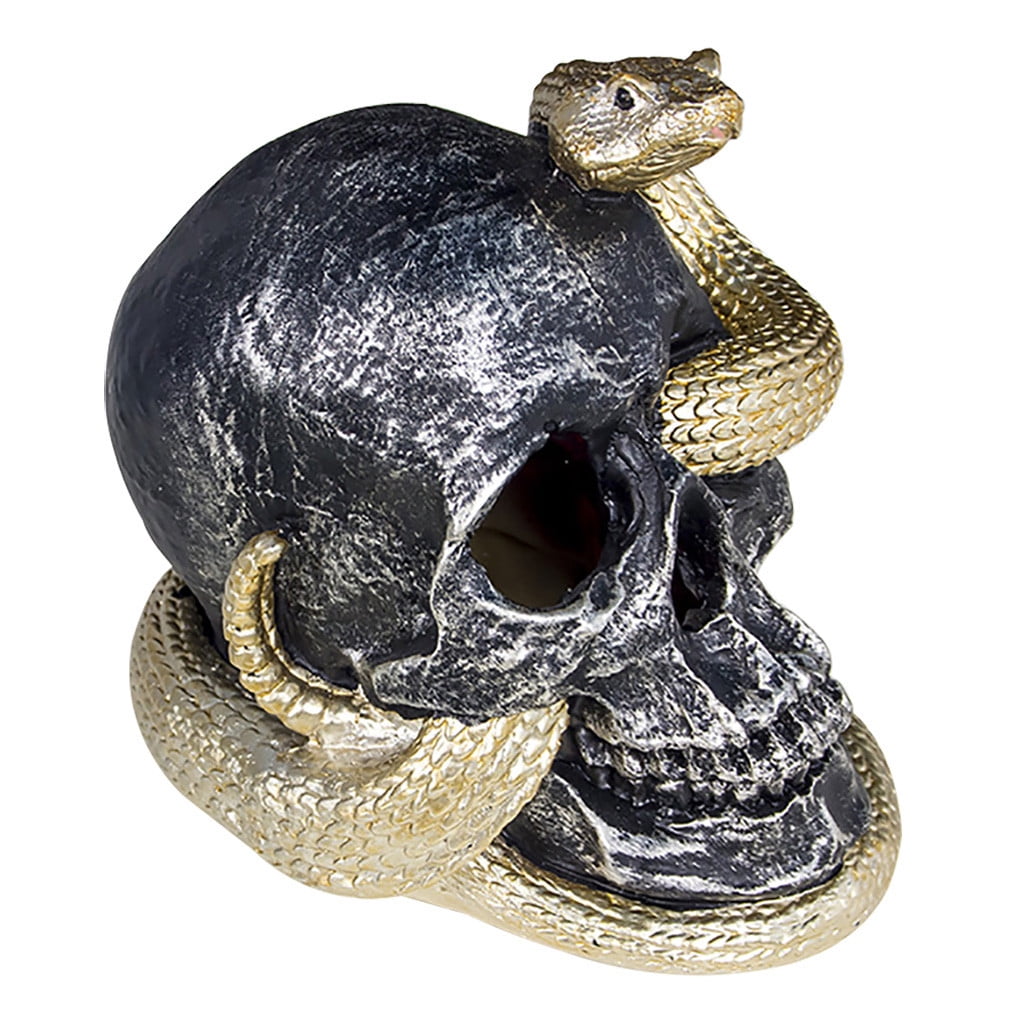 Spooksy™ FFENYAN Halloween Decorations Snake Skull Decoration Ornaments With Lights Crafts White