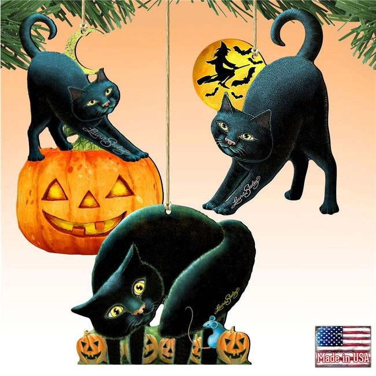 Spooksy™ Designocracy 8100188S3 5 x 5.6 in. Halloween Wooden Ornaments