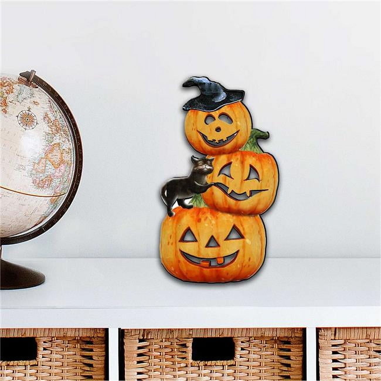 Spooksy™ Designocracy 8158415M 12 x 9 in. Scary Pumpkins Halloween Outdoor Decor Large Ornaments