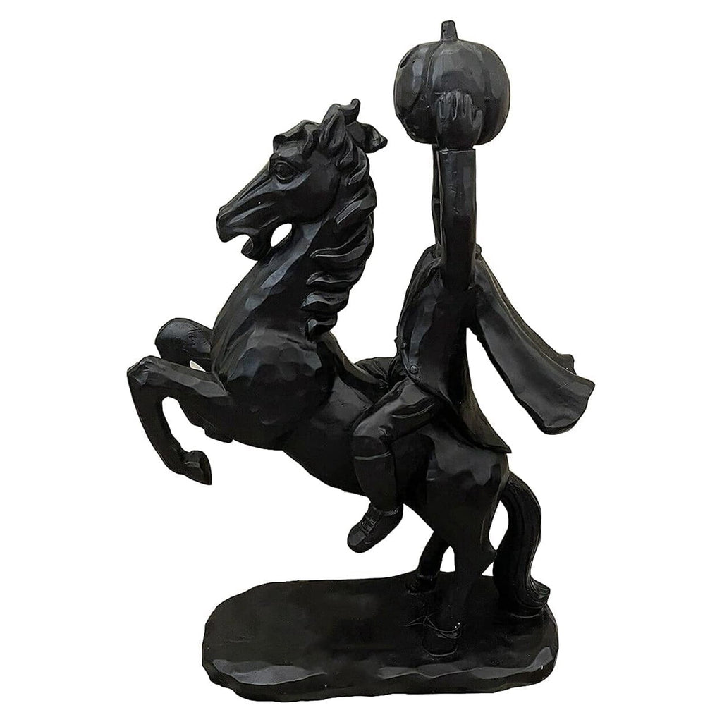 Spooksy™ Desktop Ornament Headless Horseman Resin Statue for Halloween Home Display, 22x12x9 cm, Black