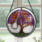 Spooksy™ Eco Friendly Christmas Gift - Halloween Witch Magic Spooky Purples Christmas Stained Glass Hanging Ornament - Snowflake-Inspired Holiday Tree Decoration, Gift for Family & Friends, 2025 Edition