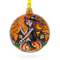Spooksy™ Enchanting Witch Riding Pumpkin Glass Ball Halloween Ornament 4 Inches