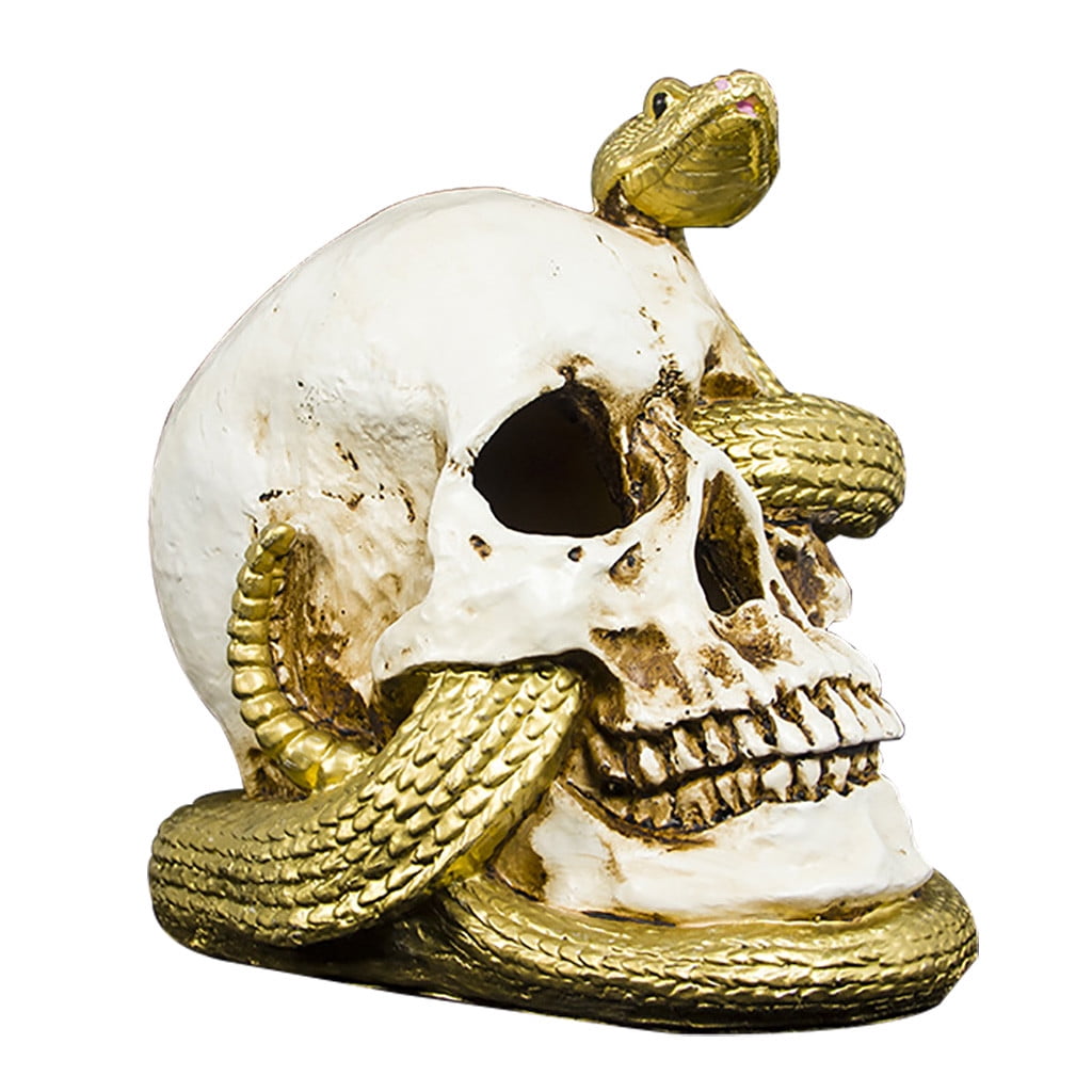 Spooksy™ FFENYAN Halloween Decorations Snake Skull Decoration Ornaments With Lights Crafts White