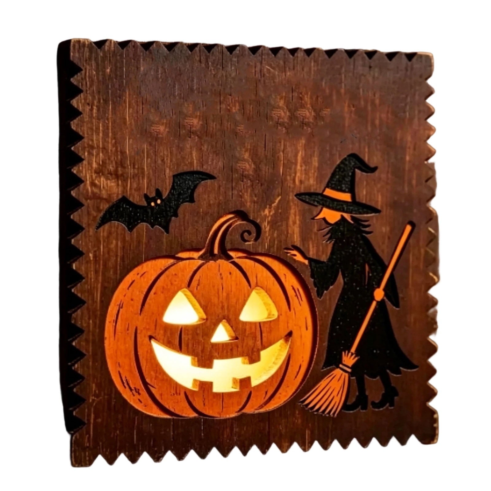 Spooksy™ FantasyFrolic Summerween Halloween Resin Pumpkin Hanging Ornament 3D Glowing Witch Bat Wall Decor Festive Home Party Atmosphere B