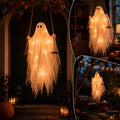 Spooksy™ Gaecuw 59 Inch Halloween Hanging Swing Ghost Decoration, Light-Up Gauze Ghost Ornament for Tree Yard Porch Outdoor Decor, As Shown