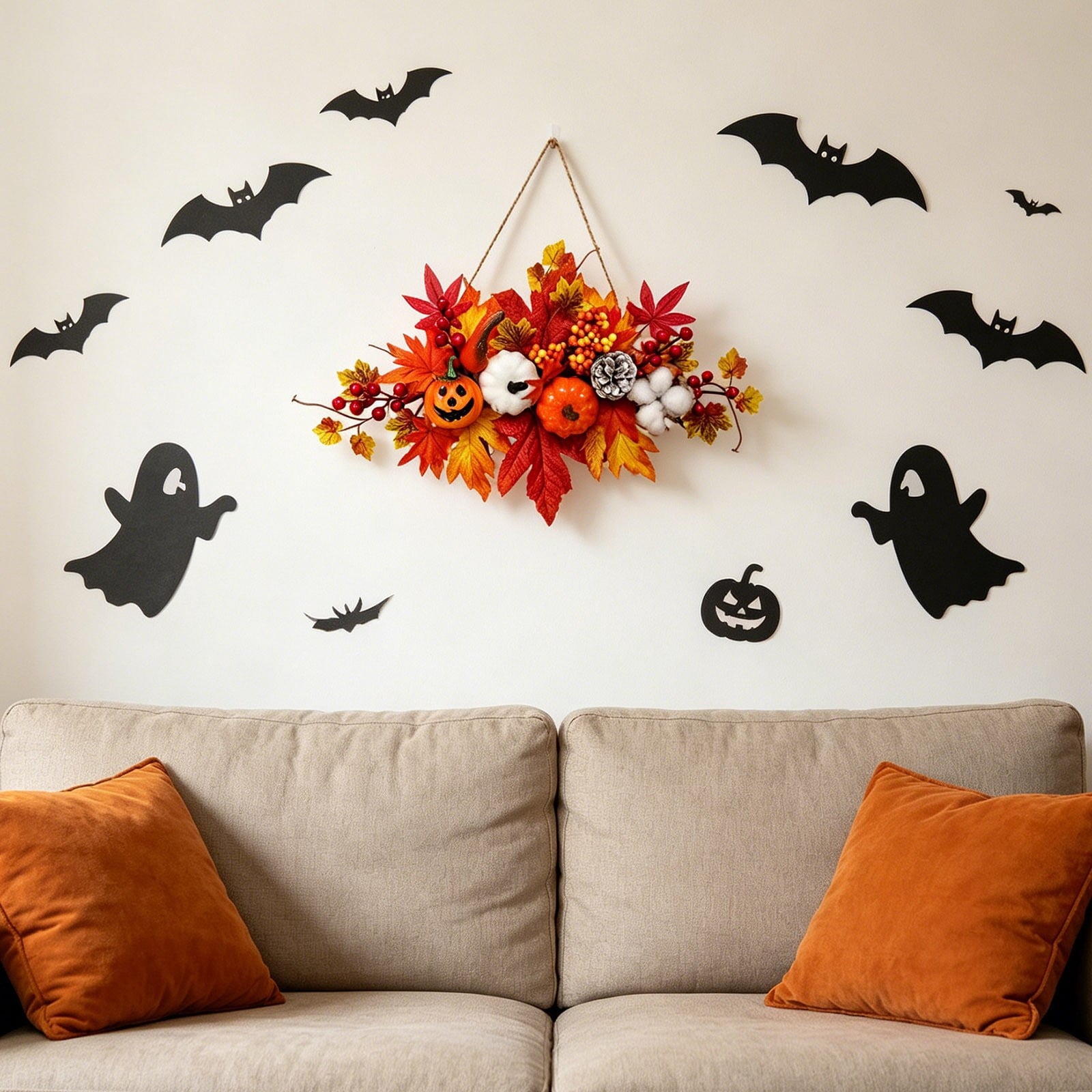Spooksy™ Gaecuw Halloween Maple Leaf Pumpkin Wall Hanging Ornament Fall Festival Decor for Front Door Party Indoor Supplies
