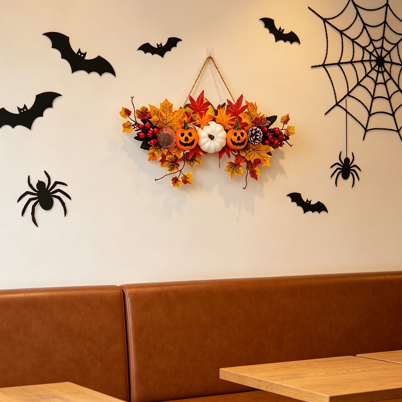 Spooksy™ Gaecuw Halloween Pumpkin Maple Leaf Hanging Decor Fall Festival Wall Ornament for Front Door Party Indoor Supplies