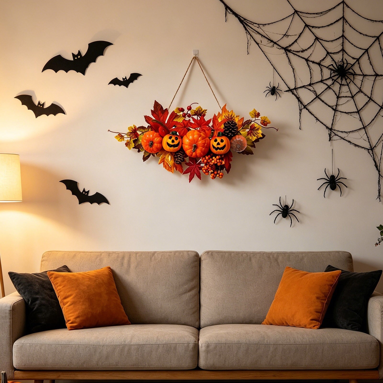 Spooksy™ Gaecuw Halloween Pumpkin Maple Leaf Hanging Ornament Fall Festival Wall Decor for Front Door Party Indoor Supplies