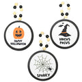 Spooksy™ Ganz Fun Halloween Disk Ornaments - Three Hanging Disk 7.75 Inch, Wood Pulp - Pumpkin Spider Hocus Pocus