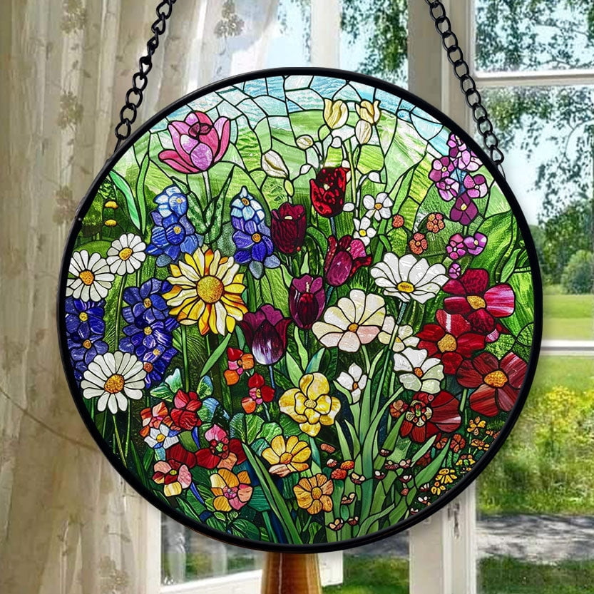 Spooksy™ Garden Suncatchers for Windows, Stained Glass Window Hangings,Hand-Painted Glass Panel Perfect for Home Decor, Stained Glass Ornament 2025, Holiday Decoration, Seasonal Keepsake