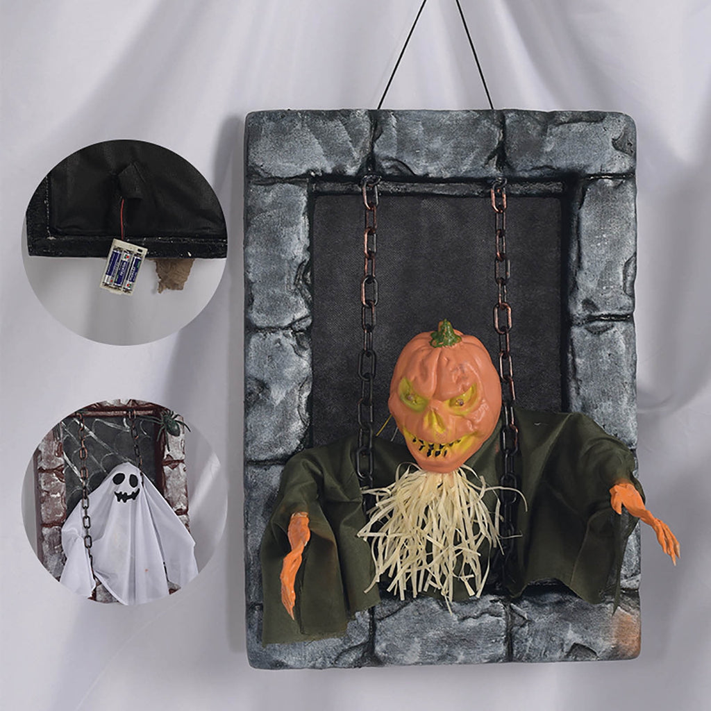 Spooksy™ HOZVOMI Motion-Activated Halloween Tombstone Decoration - Hanging Ornament with Glowing LED & Screaming Sound Effects for Spooky Outdoor Indoor Decor