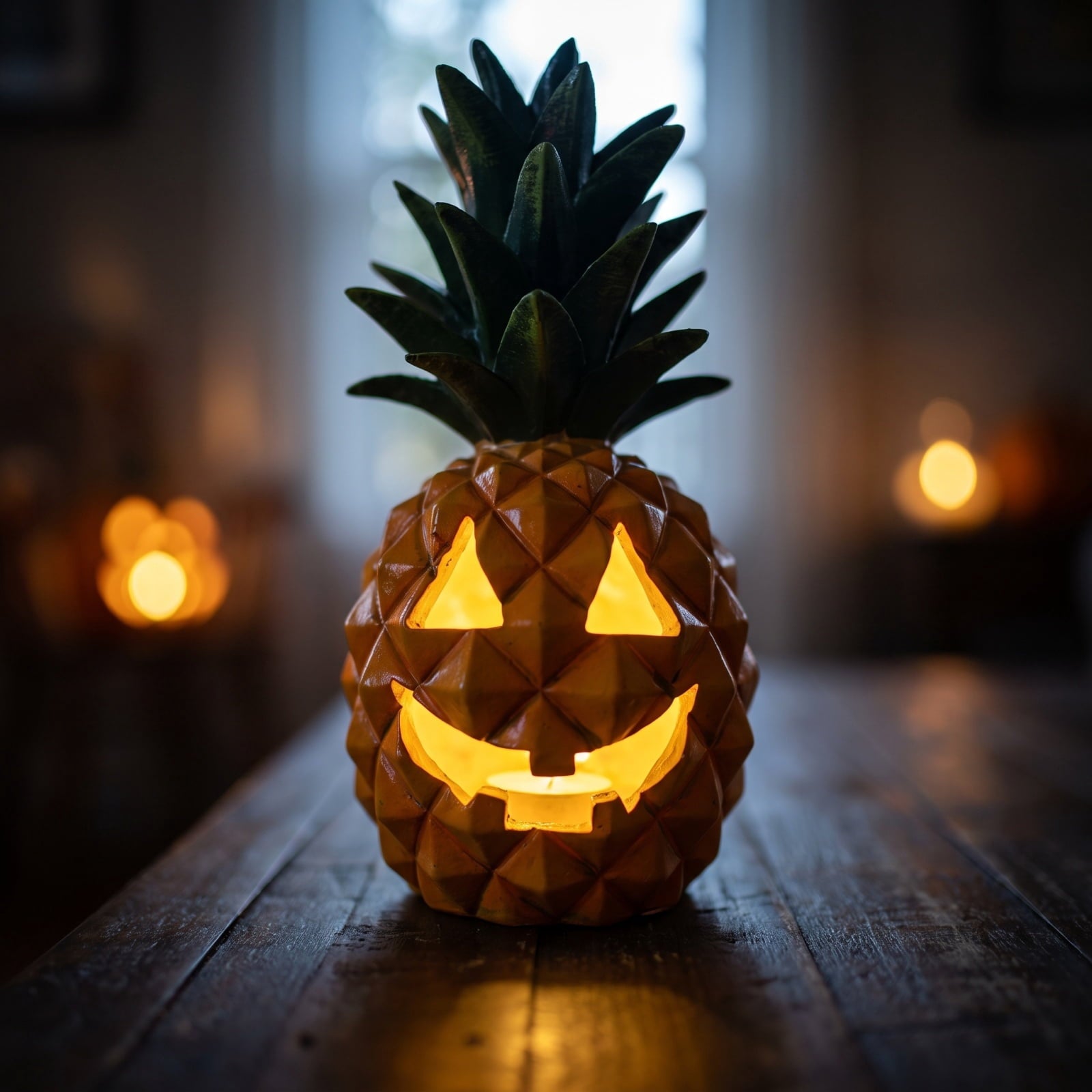 Spooksy™ Halloween Decor Figurine, Pineapple Pumpkin Ornament with Bright Colors, Summer Party Table Centerpiece and Holiday Home Accent