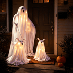 Spooksy™ Halloween Decorations, LED Lighted Ghost Walking Dog Statues, Spooky Halloween Indoor Decor for Home Tabletop Patio Garden Ornament (Ghost*1?? Ghost Dog*2)