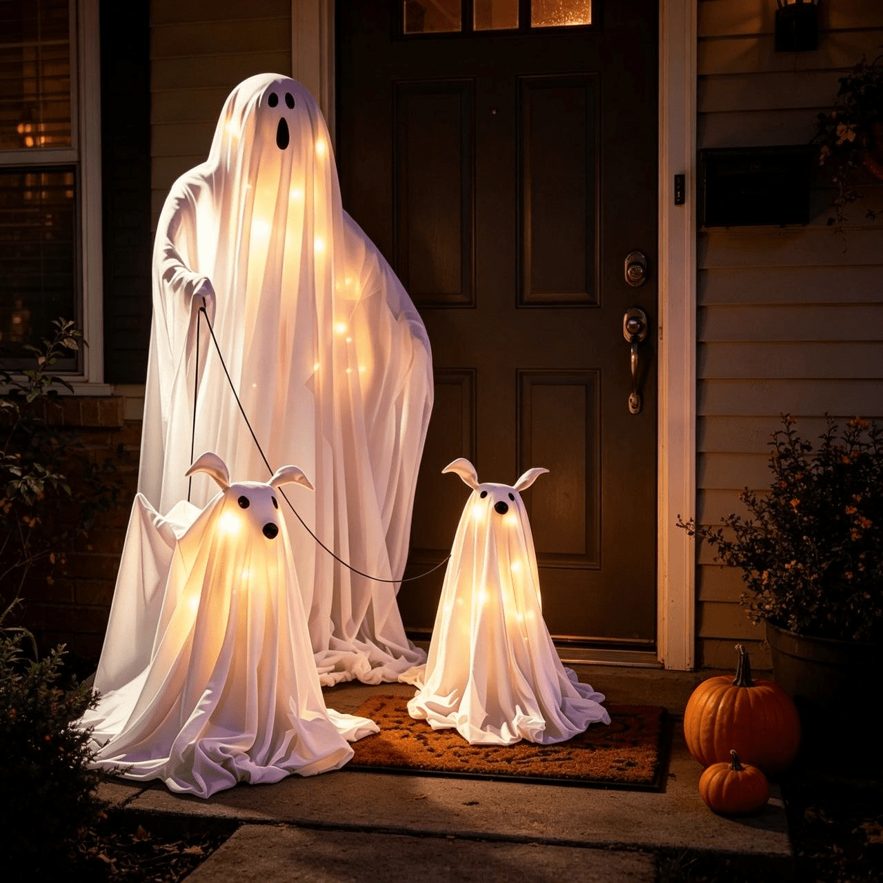 Spooksy™ Halloween Decorations, LED Lighted Ghost Walking Dog Statues, Spooky Halloween Indoor Decor for Home Tabletop Patio Garden Ornament (Ghost*1?? Ghost Dog*2)