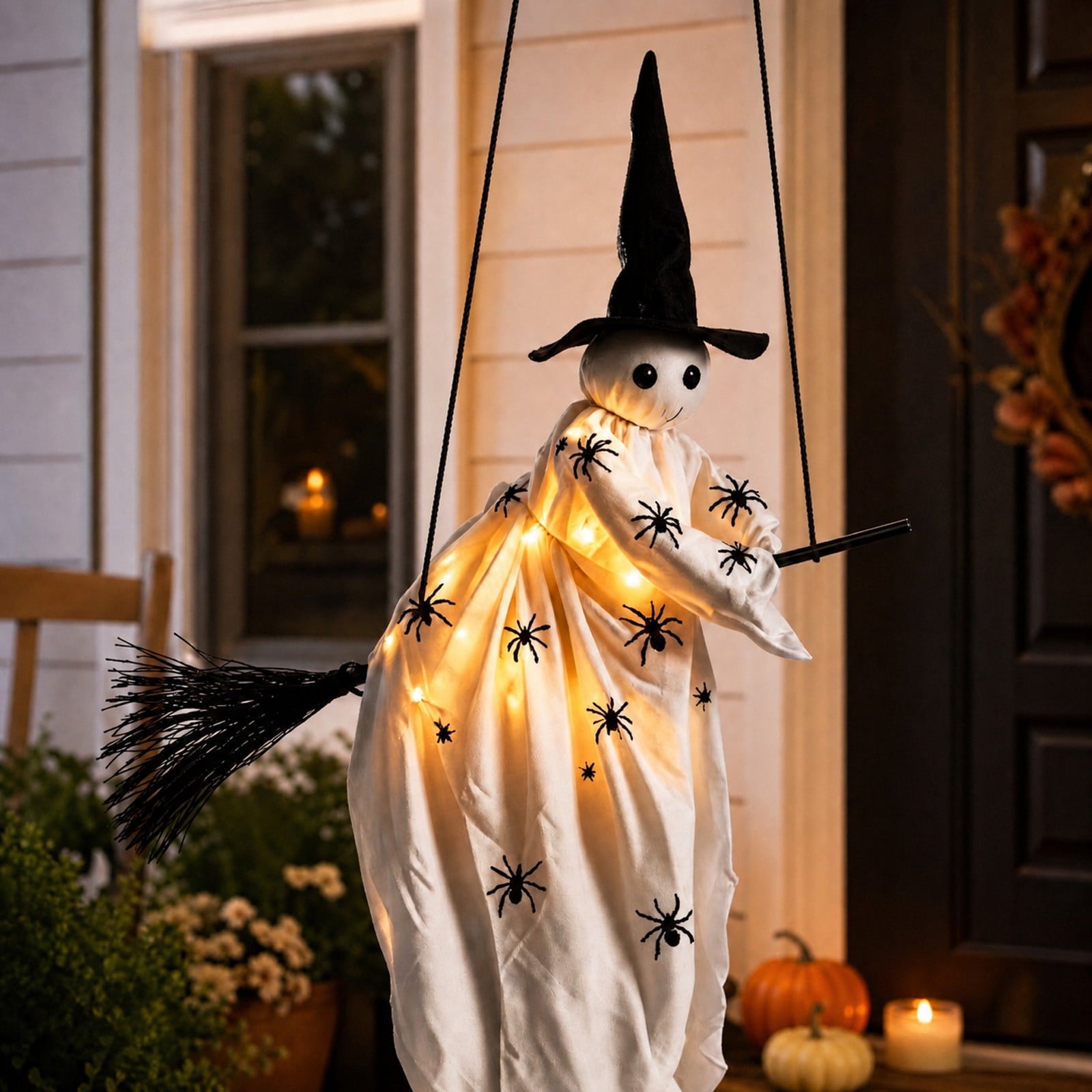 Spooksy™ Halloween Flying Ghost Decorations, Large Hanging Ghost Ornament with Weather Resistant Design and Swinging Effect, Spooky Outdoor Yard Decor for Porch Tree Garden Party House Decoration-B