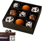 Spooksy™ Halloween Ornaments for Tree - 9 Pieces Spooky Gothic Hanging Pendant Balls, Shatterproof ABS Indoor Halloween Decorations for Hoe & Office Decorm