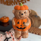 Spooksy™ Halloween Pumpkin Teddy Bear Candy Jar, Festive Snack Storage Container Decorative Resin Ornament, Cute Display Candy Holder for Kitchen Table Party Halloween Home Decoration Gift