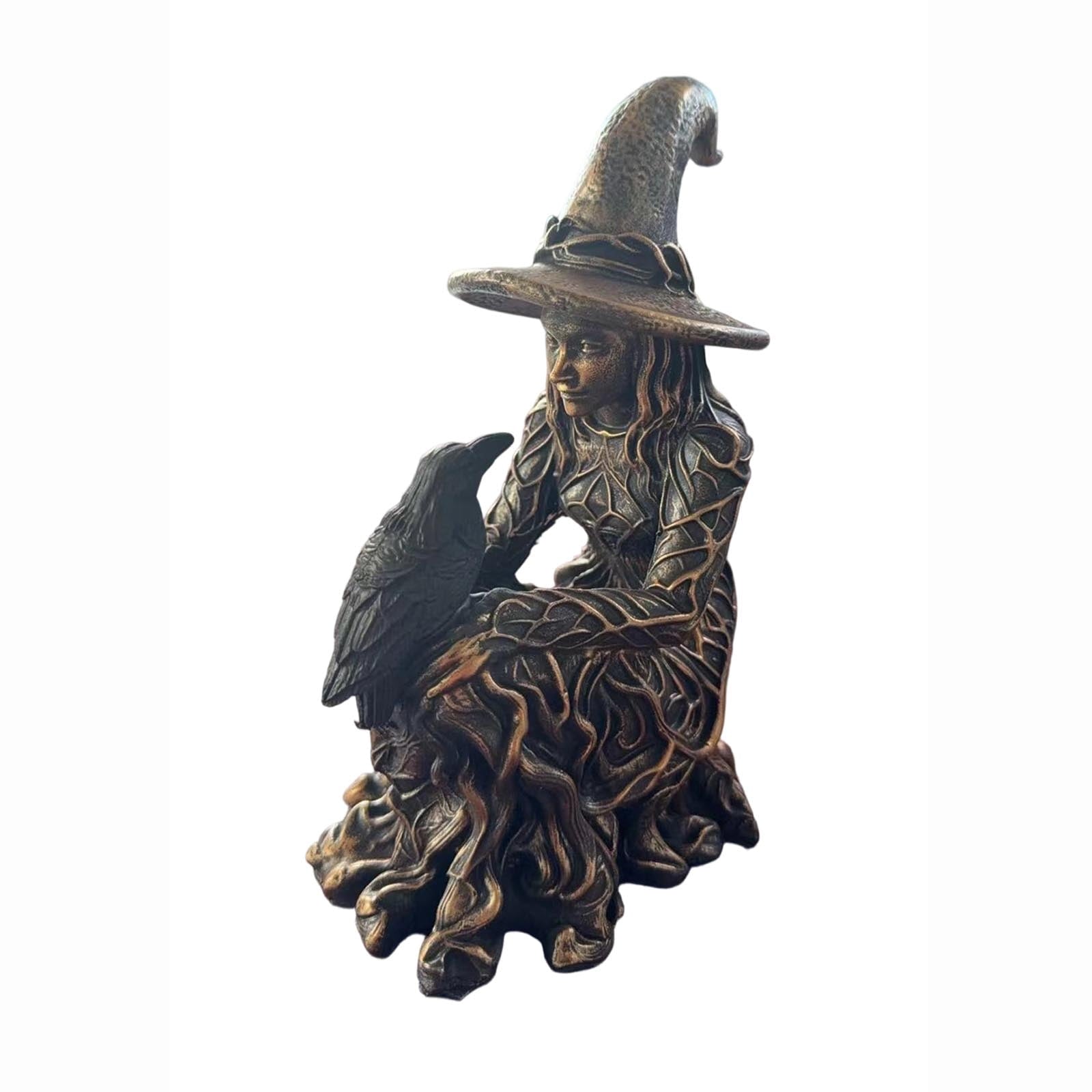 Spooksy™ Halloween Witch Statue, 7.87" Gothic Halloween Resin Figurine Retro Magician Decor Dark Fantasy Ornament Halloween Festival Collectible