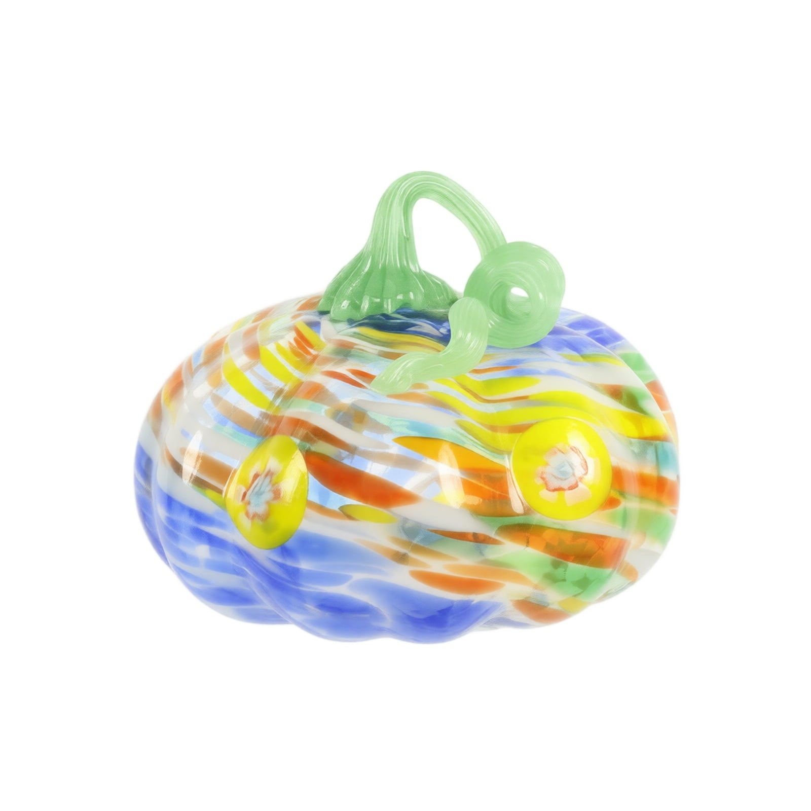 Spooksy™ Hand Blown Glass Pumpkin Figurines Halloween Decorations - Colorful Halloween Pumpkin Ornaments with Unique Swirl Patterns, Festive Tabletop & Tree Hanging Decoration