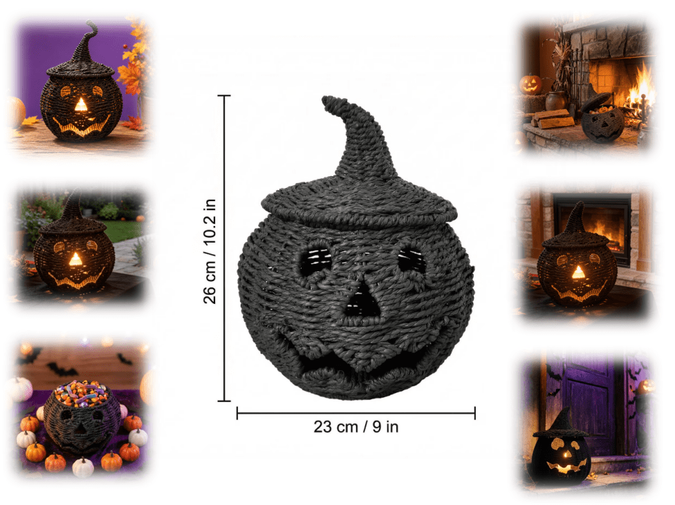 Spooksy™ White Ghost with Witch Hat, Ghost Ornaments Holiday Home Decor Halloween Tabletop Cute Ghost Figurines for Party Mantel Shelf Display Festive Celebrations