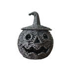Spooksy™ Hand Woven Jack O Lantern Pumpkin Desktop Ornament Spooky Hollow Pumpkin Figurine For Shelf Mantel Tabletop Halloween Gothic Fall Home Decor(Style A-Orange)