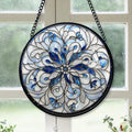Spooksy™ Holiday Gift - Christmas Snowflake Halloween Round Xmas Stained Glass Hanging Ornament - Classic Christmas Tree Decoration, Great Holiday Gift for Dad, Mom, Family & Friends