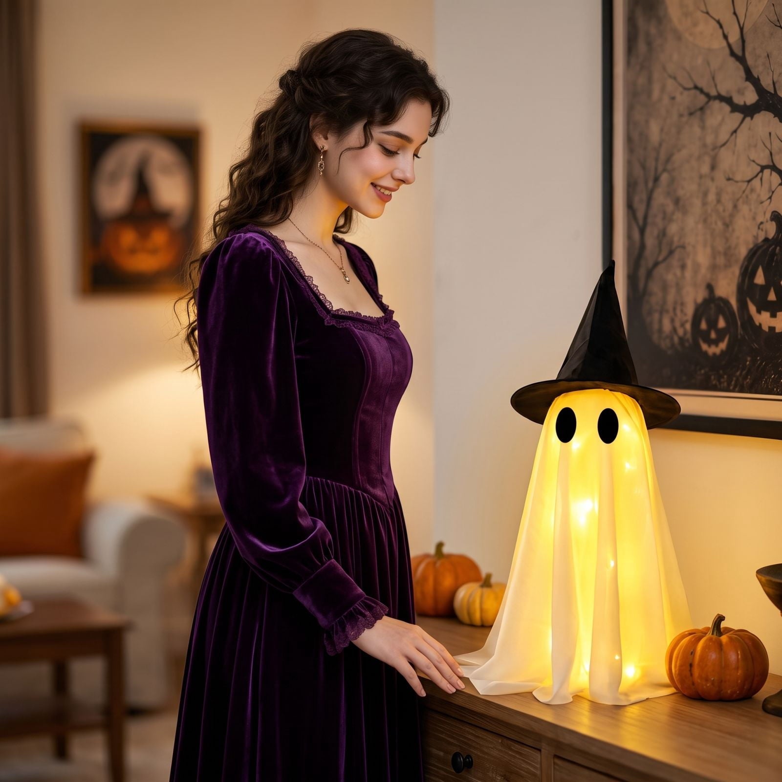 Spooksy™ KEVCHE Halloween Glowing Ghost Decoration ,Versatile Indoor Outdoor Ornament for House Party Supplies Display,Spooky Halloween Glowing Decoration for Seasonal Home Decor Gift