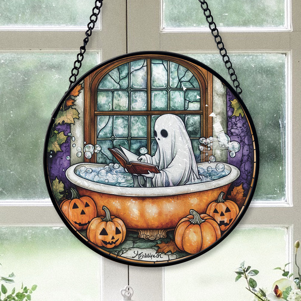 Spooksy™ Keepsake Christmas Gift - Cute Ghost Plant Cute Halloween Ghost Fall Hosting Christmas Stained Glass Hanging Ornament - Heirloom Holiday Tree Decor, Ideal Gift for Mom, Dad, Friends, Family 2025