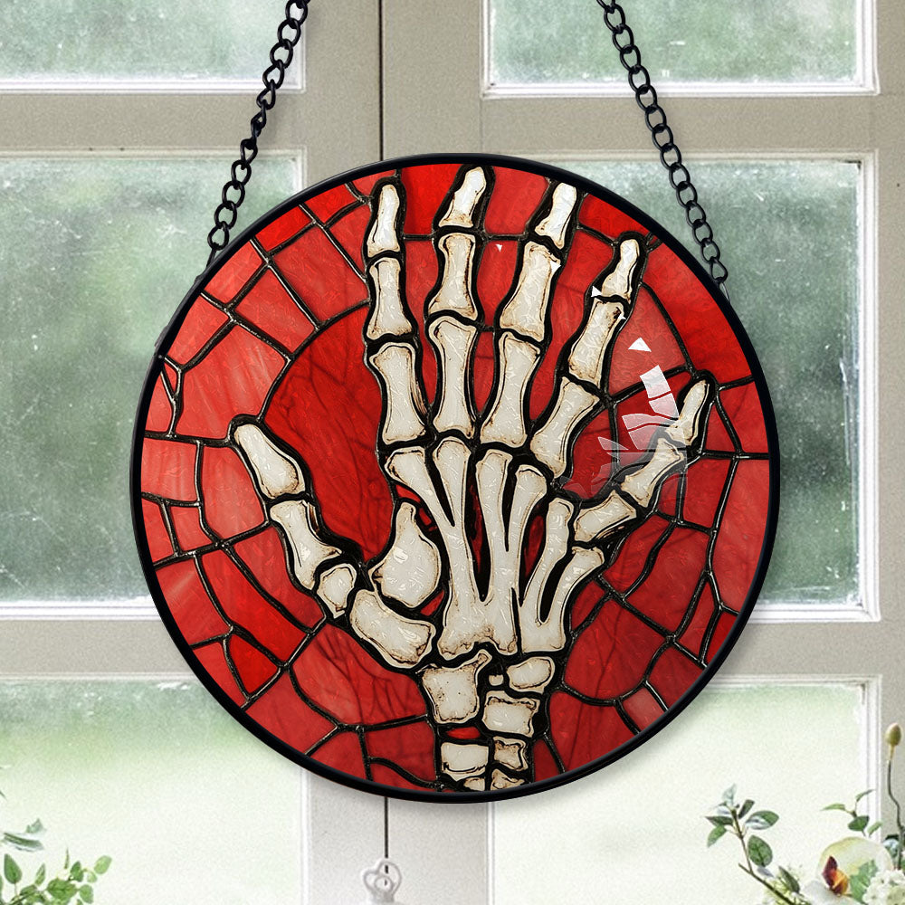 Spooksy™ Kids Christmas Gift - Halloween Skeletons Stained Glass Hanging Ornament - Merry & Bright Xmas Tree Decor, Holiday Gift for Family & Friends