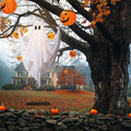 Spooksy™ LED Light Up White Cloth Ghost Swing Tree Hanging Decor, Spooky Flying Ghost On Wooden Swing Outdoor Yard Porch Ornament, Halloween Haunted House Party Tree Hanging Seasonal Atmosphere Decor Gift