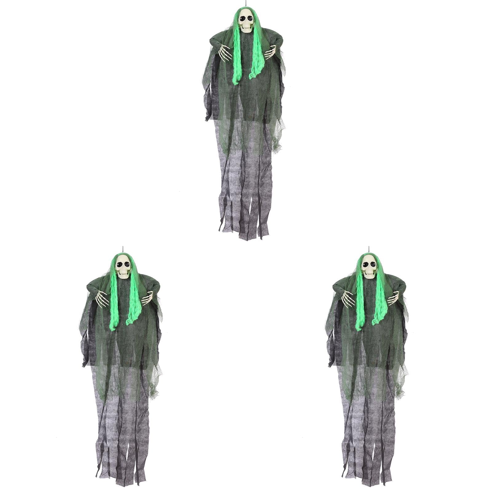 Spooksy™ Large Hanging Ghost Skeleton Halloween Decor, 3 Pack Cloth Ghost Yard Ornament for Outside Lawn Patio Garden, Spooky Haunted House Prop for Indoor Outdoor Party, 39.37x23.62 Inch